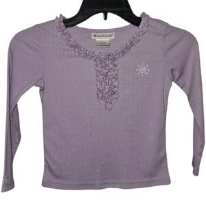 American Girl Doll Girls Snowflake Embroidered Ruffled Long Sleeve Top